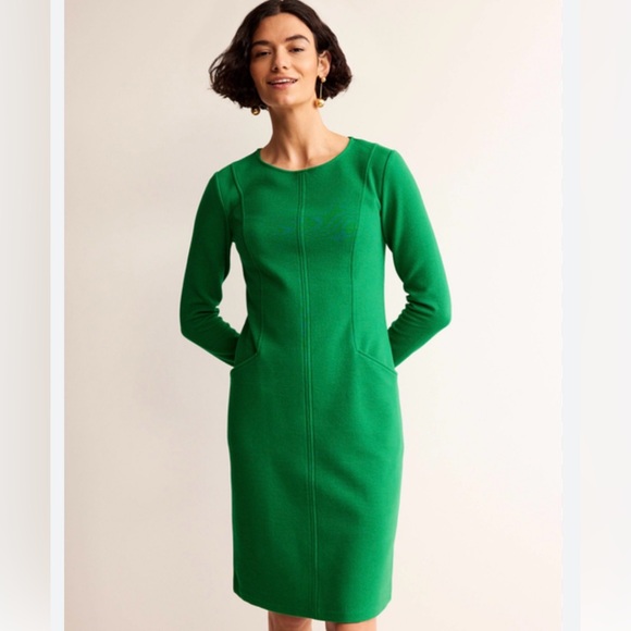 Boden Dresses & Skirts - Boden Ellen Ottoman Green Dress Ribbed Pockets Size 14L